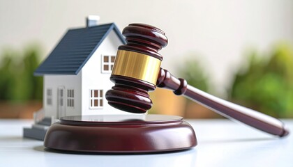 Gavel with House, and Foreclosure Auction.