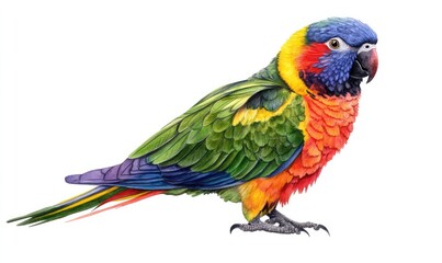 Fototapeta premium Cute Colorful Parrot Watercolor Illustration. AI generated illustration.
