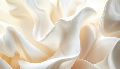 Obraz premium Abstract, flowing fabric, creamy white and pale gold tones