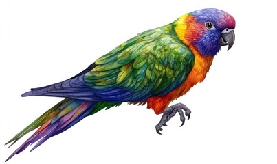 Obraz premium Cute Colorful Parrot Watercolor Illustration. AI generated illustration.