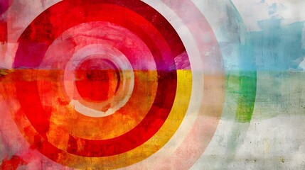 Abstract Colorful Concentric Circles Watercolor Texture Background