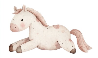 Obraz premium Cute Horse Doll Watercolor Illustration for Kids. AI generated illustration