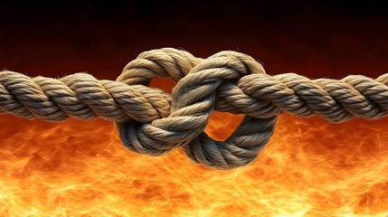 Fototapeta premium Strong Rope Knot Fire Background Image