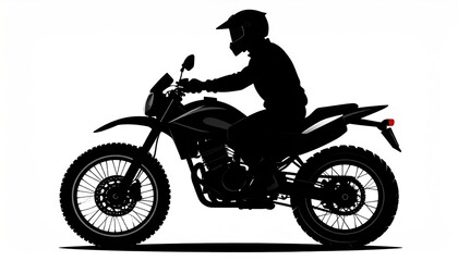 Silhouette Motorcyclist Adventure Bike.