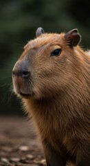 Fototapeta premium Close Up Portrait Of A Capybara With Brown Fur And Detailed Facial Features Photo