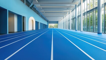 Indoor running track, modern building