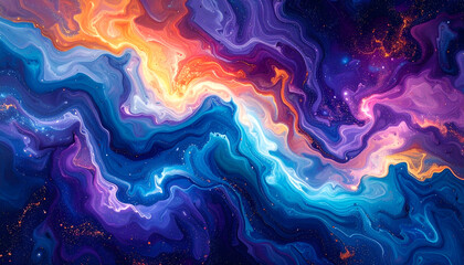 Fototapeta premium Abstract Nebula Colliding Vortices of Color in Epoxy Resin Art