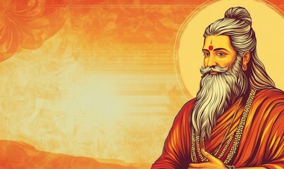 Happy Guru Purnima Indian Festival honoring spiritual teacher. AI generated illustration.
