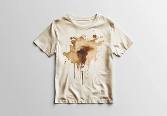 Coffee stain on a beige t-shirt