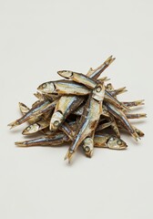 Photo Of Dried Fish Pile Isolated On White Background Texture Close Up