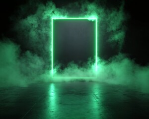 Neon Green Frame with Smoke and Dark Panel