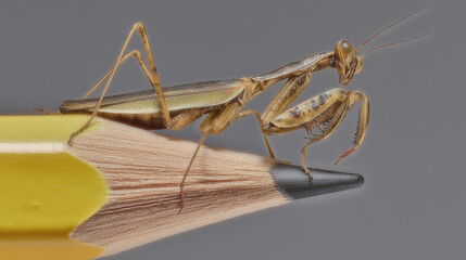 鉛筆とカマキリ