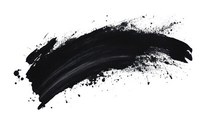 PNG A paint brush stroke abstract black art.