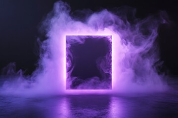 Purple Neon Square Frame in Smoke