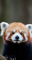 Obraz premium Red Panda Portrait Focused Eyes with Orange and Brown Fur in Nature Photo