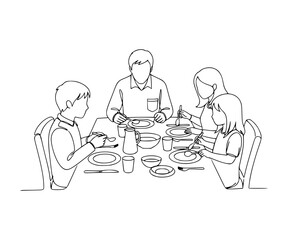 Family having dinner. Happy family eating together. 