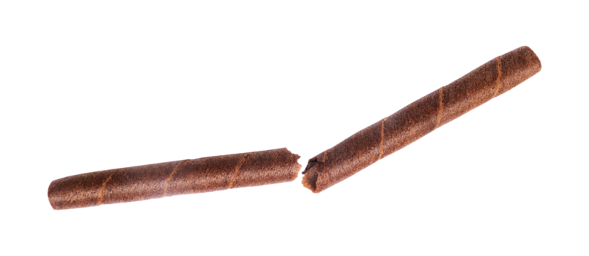 broken chocolate stick isolated on white