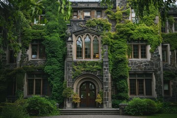Obraz premium Majestic College Building with Historic Architecture and Grand Facade