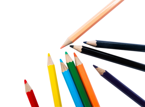 abstract pattern colored pencils isolated on white background