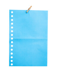 blank note paper with pushpin isolated