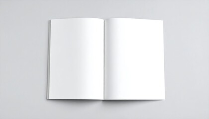 Open Blank Book Mockup  Spread on a Light Gray Background for Design.