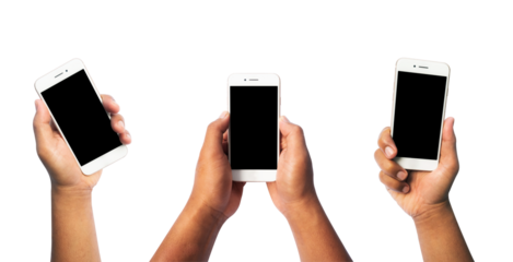 collection of hand gestures holding a phone