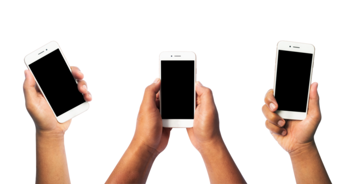 collection of hand gestures holding a phone