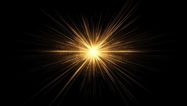 Golden starburst radiating light - Powered by Adobe
