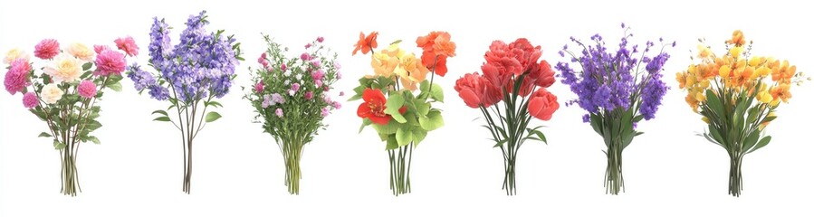 Obraz premium Colorful flower bouquets in various shades