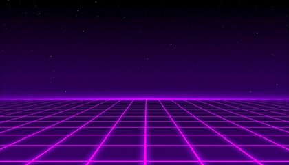 Retro Grid Night Sky Background.