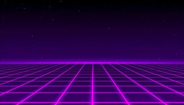 Retro Grid Night Sky Background.