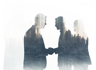 PNG Business people city silhouette background.