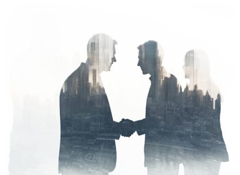 PNG Business people city silhouette background. - Powered by Adobe