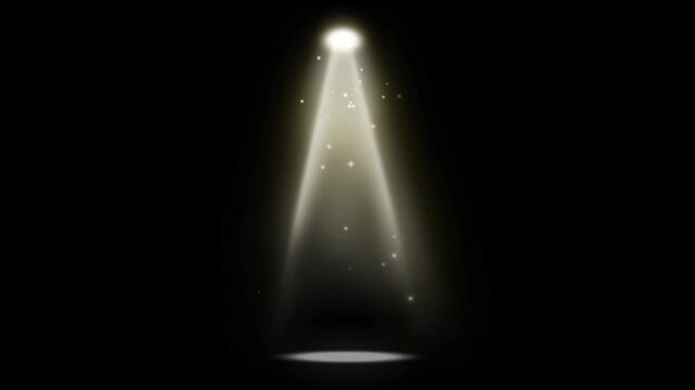 Single spotlight illuminates on an empty dark stage 3d animation 