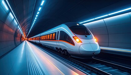 Fototapeta premium Highspeed train in tunnel.