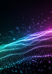 Obraz premium Abstract Digital Wave Background with Blue Purple Light and Particle