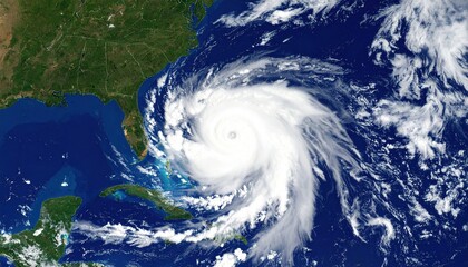 Hurricane Atlantic Ocean Satellite View.