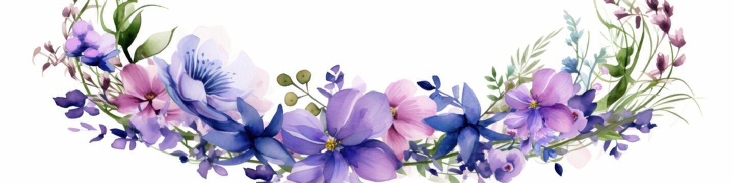 Cornice floreale astratta in sfumature di viola e rosa