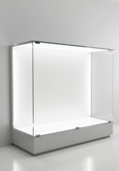 Clean White Showcase Display With Glass And Interior Lighting Photo