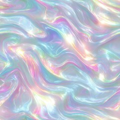 Obraz premium Seamless holographic texture with iridescent pastel swirls, dreamy Y2K look