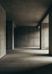 Concrete Interior Structure Illustration in Grey Tones with Rough Texture and Minimal Design