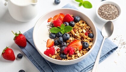 Berry delicious yogurt breakfast with granola