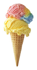 PNG Ice cream cone dessert rainbow waffle.