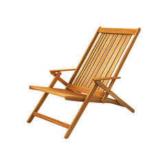 Minimalist Reclining Wooden Beach Chair with a Slee Isolated on Transparent Background
