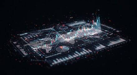 Digital Futuristic Data Visualization Abstract Photo with Geometric Structures