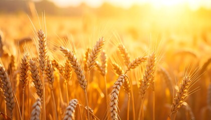 Fototapeta premium Golden Wheat Field Sunset.