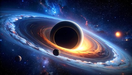 Black Hole with Planets, and Space Nebula.