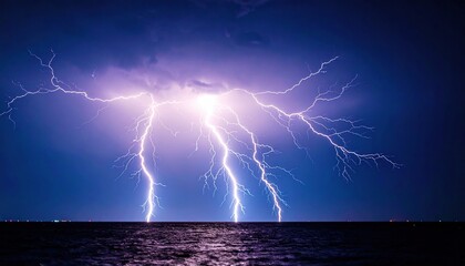 Lightning Strikes Over Ocean.