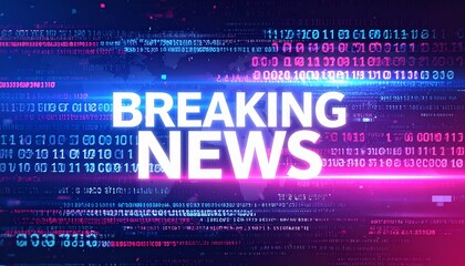 Breaking news headline, digital screen of breaking news. This image conveys a sense of urgency, important information.