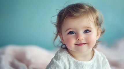 A young child with curly hair wearing a white top